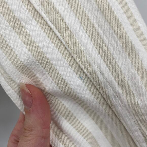 Frame Le Vintage Denim Jacket Railroad Striped Cropped Beige White Womens Small - Picture 3 of 10